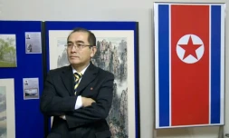 Thae Yong-ho, alors ambassadeur adjoint de Corée du Nord en Grande-Bretagne, filmé le 3 novembre 2014 à Londres par l'AFPTV