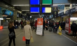 La gare Montparnasse, dimanche, alors que le trafic était totalement interrompu à cause d'un problème informatique
