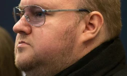 Le fondateur du site de téléchargement Megaupload Kim Dotcom à son audience d'extradition, le 29 août 2016 à Auckland