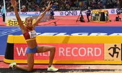 La Vénézuélienne Yulimar Rojas établit un nouveau record du triple saut aux Mondiaux de Belgrade, le 20 mars 2022