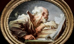 Le chef d'oeuvre du peintre français Jean-Honoré Fragonard, le "Philosophe lisant" (autour de 1768-1770), photographié à Paris, le 25 mars 2021