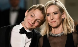 L'acteur belge Eden Dambrine et l'actrice française Lea Drucker, avant la projection du film "Close", au festival de Cannes le 26 mai 2022 