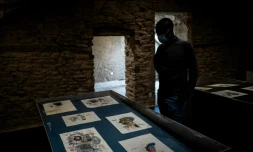 Exposition d'?uvres attribuées à Basquiat, dans la galerie Volcano à Nuits-Saint-Georges (CÎte d'Or), le 7 octobre 2020