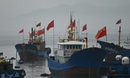 Des bateaux de pêche chinois à Tailu, face aux îles Matsu de Taïwan, le 25 mai 2024