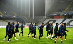 L'équipe de France à l'entraînement au stade Bollaert, le 14 novembre 2016 à la veille du match amical contre la Côte d'Ivoire