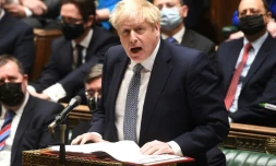 Le Premier ministre britannique Boris Johnson devant le Parlement à Londres, le 12 janvier 2022