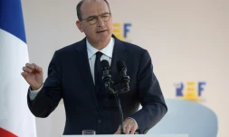 Le Premier ministre Jean Castex s'adresse aux chefs d'entreprise lors de l'université du Medef, le 26 août 2020 à Paris