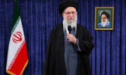 Photo diffusée par le bureau du guide suprême iranien, l'ayatollah Ali Khamenei, le 9 février 2026, lors d'un message télévisé à Téhéra