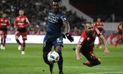 Le milieu de Bastia Allan Saint-Maximin (c) lors du match face à Dijon au stade Gaston-Gérard, le 8 avril 2017