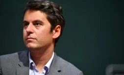 Le président du groupe parlementaire Ensemble pour la République Gabriel Attal, au congrès du parti Renaissance de Nouvelle-Aquitaine à Saint-Jean de Luz, le 5 octobre 2024