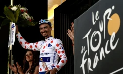Le Français Julian Alaphilippe remporte, à Bagnères-de-Luchon, sa 2e étape sur ce 105e Tour de France, le 24 juillet 2018