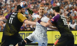 L'ailier de Montpellier Michaël Guigou face à Nantes en finale de la Ligue des champions, le 27 mai 2018 à Cologne