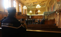 La salle d'audience de la cour d'assises spéciale qui juge la filière djihadiste Cannes-Torcy, le 20 avril 2017