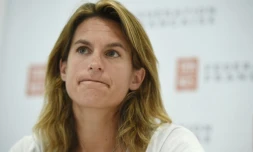 Amélie Mauresmo nouvelle capitaine de l'équipe de France de Coupe Davis, en conférence de presse, le 23 juin 2018 à Paris