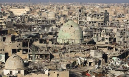 Vue générale de la Vieille ville de Mossoul prise six mois après la "libération" de la cité irakienne des jihadistes, le 8 janvier 2018