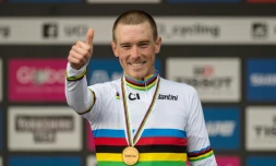 L'Australien Rohan Dennis, champion du monde du contre-la-montre, le 25 septembre 2019 Ă Harrogate (Angleterre)