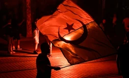 Un supporter de l'Algérie à Marseille lors de la victoire en finale de la CAN le 19 juillet 2019