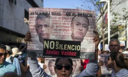 Hommage au journaliste mexicain assasiné Javier Valdez, à Culiacan, dans l'Etat de Sinaloa, au premier anniversaire de sa mort le 15 mai 2018