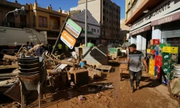 Après les inondations dans la ville de benetusser, dans le sud-est de l'Espagne, le 2 novembre 2024