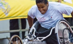Wilson Payet (ASHP Saint-Pierre), espoir de l'athlétisme en fauteuil réunionnais gagne le 100 m et le 800 m (Photo archive coupe de l'océan Indien)