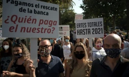 Manifestation contre les restrictions anti-Covid-19 imposées au secteur de la restauration en Espagne, le 22 septembre 2020 à Malaga