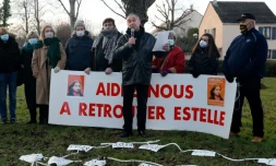 Eric Mouzin, père d'Estelle Mouzin, durant une marche en mémoire de la fillette, à Guermantes, le 9 janvier 2021