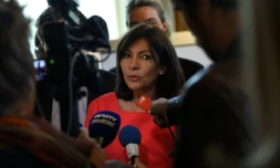 La maire de Paris Anne Hidalgo donne une conférence de presse sur la candidature de Paris aux JO-2024, le 17 mai 2016 à Paris