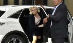 Marine Le Pen arrive au congrès du RN à Perpignan, le 4 juillet 2021