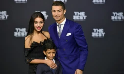 Cristiano Ronaldo, sa compagne Georgina Rodriguez et leur fils Cristiano Ronaldo Jr, le 9 janvier 2017 à Zurich