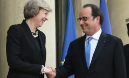 Le président François Hollande et la PremiÚre ministre britannique Theresa May à l'Elysée, le 21 juillet 2016