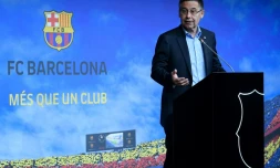 Le président du FC Barcelone, Josep Maria Bartomeu, lors d'une conférence de presse au Camp Nou, le 5 juillet 2019
