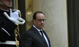 Le président Francois Hollande sur le perrron de l'Elusée le 20 novembre 2015 à Paris  