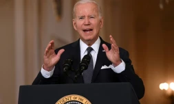 Le président américain Joe Biden s'adresse à la nation depuis la Maison Blanche, le 2 juin 2022 à Washington