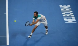 Le Croate Marin Cilic face au Britannique Kyle Edmund en demi-finales de l'Open d'Australie, Ă Melbourne, le 25 janvier 2018