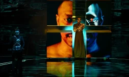 Le duo électro Tvorchi représentant l'Ukraine à l'Eurovision 2023, ici en répétition à Liverpool le 10 mai 2023