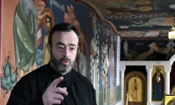 Le père Jovan Radovic au monastère d'Ostrog, dans le centre du Monténégro, le 12 février 2020