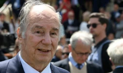 Le prince Karim Aga Khan IV, le 16 juin 2019 pendant une course hippique à Chantilly, en France