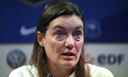 Corinne Diacre, sélectionneuse de l'équipe de France féminine de foot, le 26 août 2019 à Clairefontaine-en-Yvelines en région parisienne