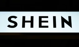 Le logo de Shein au Bazar de l'Hôtel de Ville à Paris, le 4 novembre 2025