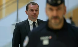 L'ex-ministre du Travail Olivier Dussopt, le 27 novembre 2023 au tribunal de Paris