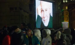 Devant la basilique de Montréal, le 22 janvier 2016
