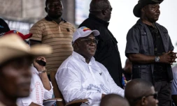 Le président de la République démocratique du Congo Félix Tshisekedi, le 18 décembre 2023 pendant un meeting électoral à Kinshasa