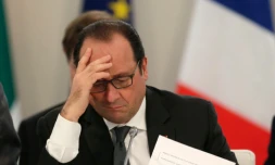 Le président François Hollande au Bourget le 1er décembre 2015