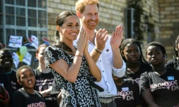 Le prince Harry et son épouse Meghan, en visite dans Nyanga, un township du Cap, 23 septembre 2019