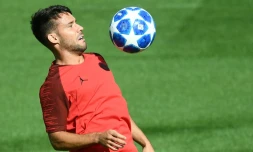 Le défenseur du PSG Juan Bernat à l'entraînement le 17 septembre 2018
