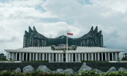 Le palais présidentiel à Ibu Kota Nusantara (IKN), la nouvelle capitale prévue de l'Indonésie, le 14 août 2025
