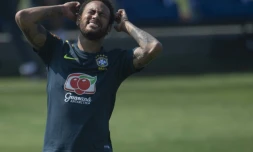 L'attaquant de l'équipe du Brésil Neymar lors d'une séance d'entraßnement, le 1er juin 2019 à Teresópolis
