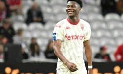 Le milieu de terrain international français Aurélien Tchouameni, après un doublé avec Monaco, à Lille, le 6 mai 2022