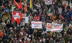 Manifestation contre le pass sanitaire, le 20 novembre 2021 à Lausanne, en Suisse