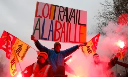 "Loi travail, à la baille", l'un des slogans de la manifestation contre la loi El Khomri, le 31 mars 2016 à Paris 